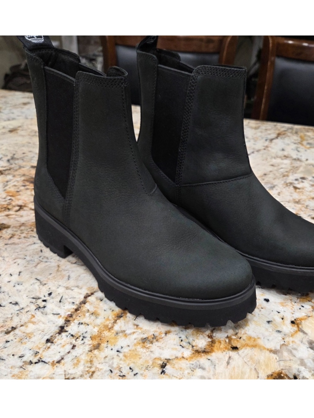 Timberland Women’s Caranby Cool Mid Chunky Pull Tab Chelsea Boots Black - Size 8 - Picture 3 of 8